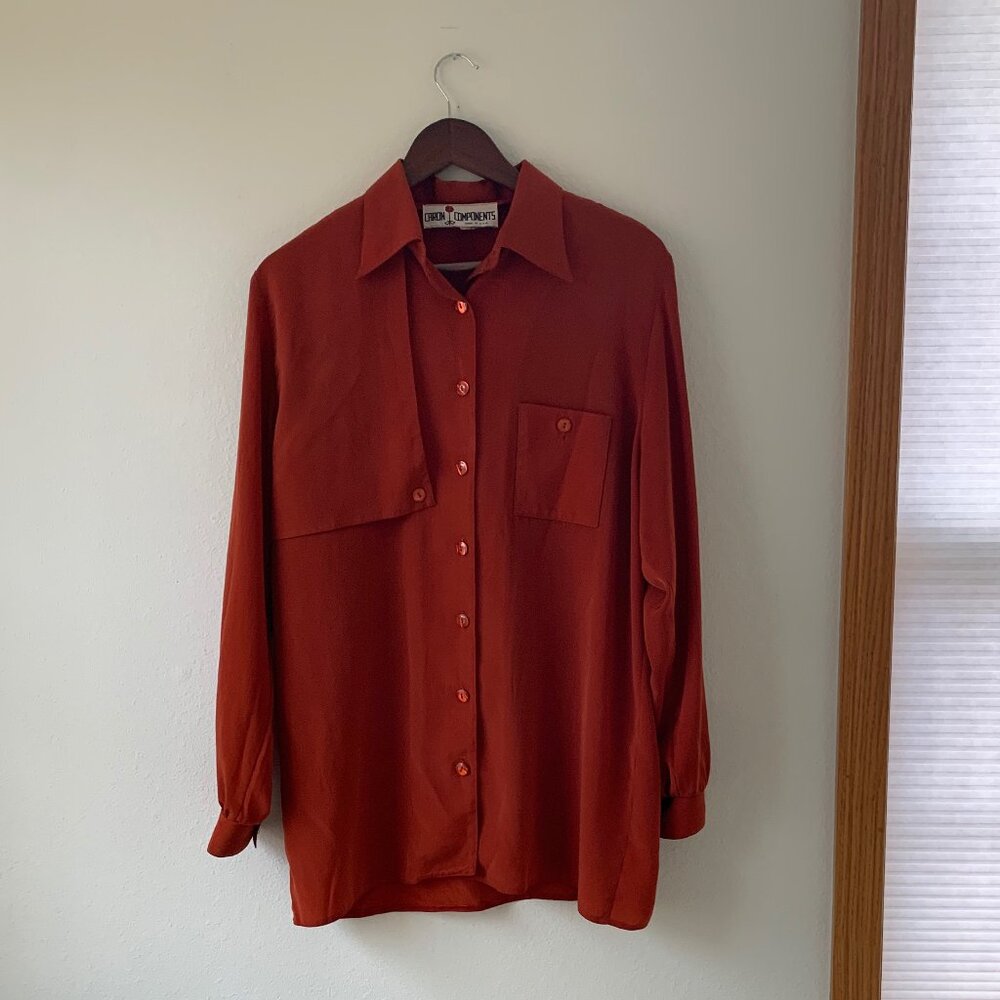 Vintage UNIQUE Medium CARON COMPONENT Orange blouse